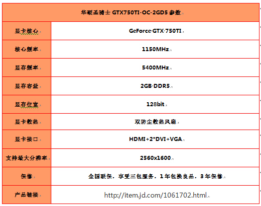 低耗高能 华硕圣骑士GTX750TI显卡仅1049元 