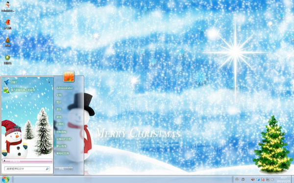 雪人的圣诞节win7浪漫主题 