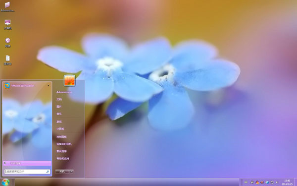 盛开在春天里的蓝色花朵win7主题 