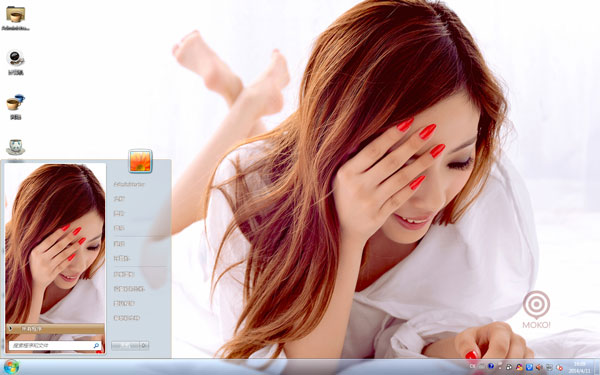 清新美女白色写真win7主题 