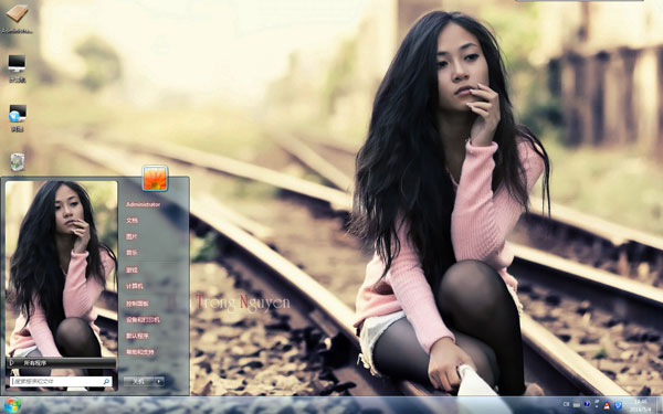 丝袜美女的远方等待win7主题 