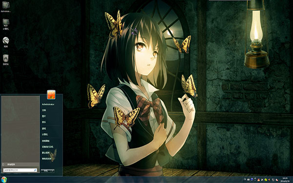  蝴蝶与少女动漫Win7主题