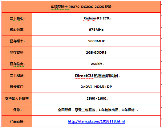 开学季特惠 华硕圣骑士R9270显卡抢回家 