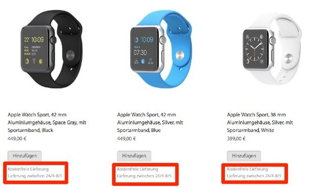 Apple Watch部分款式发货时间将达6周 