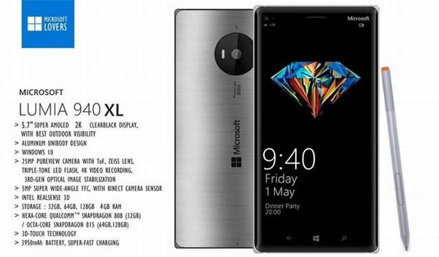 微软旗舰Lumia 940再现身：将配备2K屏 
