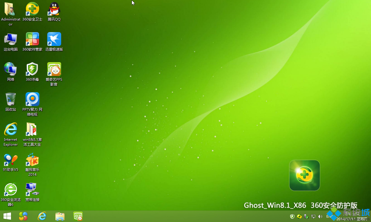 WIN8.1 X86 360安全防护精简版桌面图