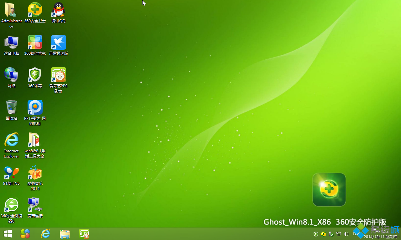 WIN8.1 X86 360安全防护精简版桌面图 