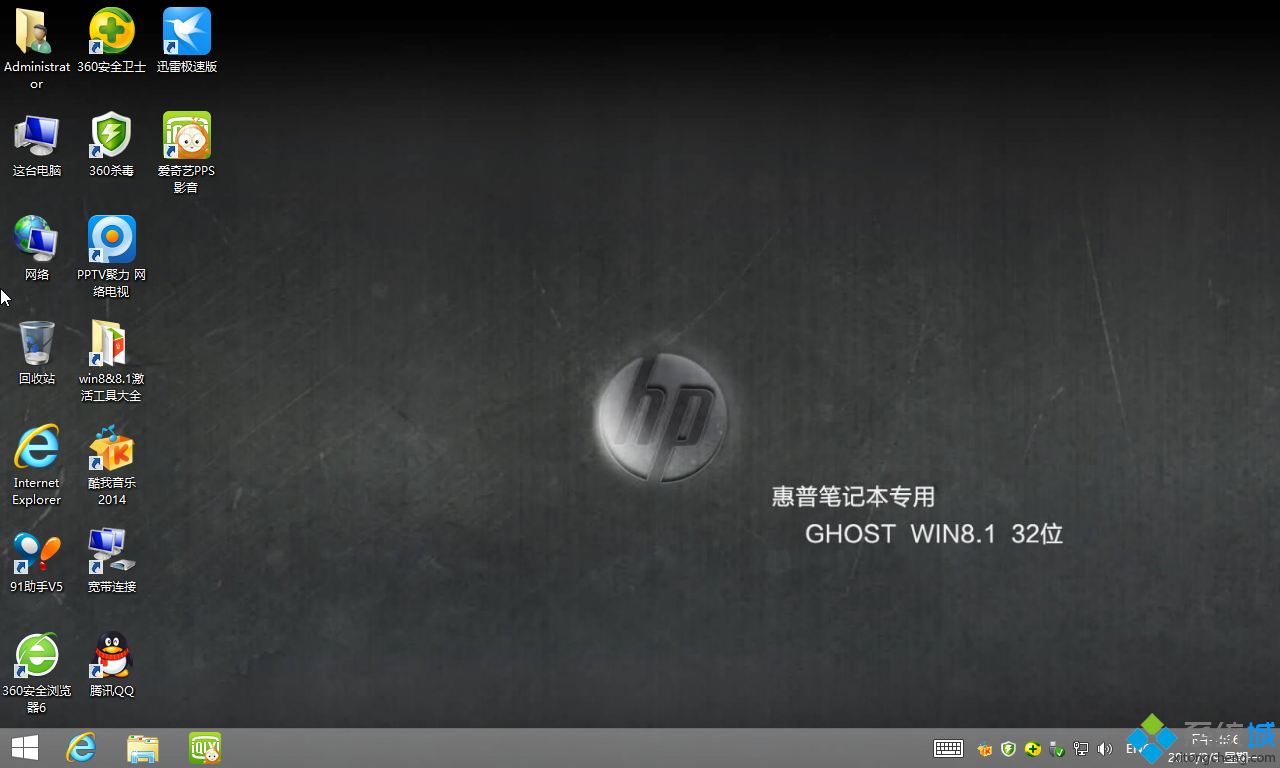 惠普笔记本专用win8.1 32位安全装机版桌面图